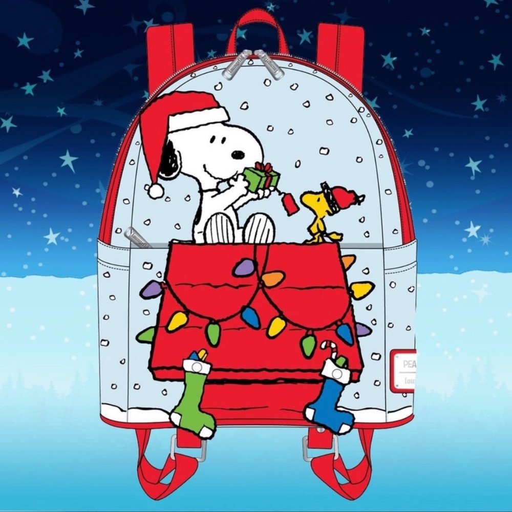 Loungefly Peanuts Gift Giving Snoopy and Woodstock Mini Backpack